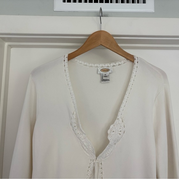 Vintage Talbots White Tie Front Cardigan Size XL - Picture 2 of 6